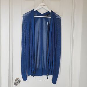 Whitehouse Black Market Blue Sheer Cardigan Women's Small